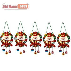 DIY Christmas Wreath Kids Handmade Glowing LED Holiday Decoration Christmas Tree Ornament Gift Classroom Christmas Craft