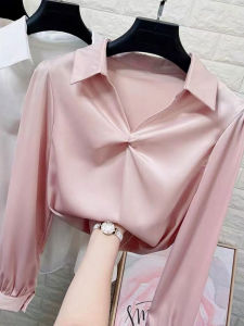 Áo Sơ Mi Dài Tay Thanh Lịch Thiết Kế Giảm Giá Mùa Xuân Thu Cỡ Nhỏ Ôm Vừa Vặn Thời Trang Đường Phố Cổ Chữ V Dài Thường