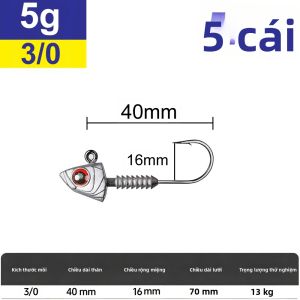 Bộ 5 Móc Câu Swimbait Bằng Thép Carbon Cao Cấp Có Gai Kèm Mắt 3D Và Bộ Giữ Mồi Dành Cho Câu Cá Bass Cá Walleye Trọng Lượng 5g/7g/10g/14g