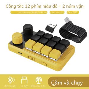 RGB Bàn Phím Cơ Macro Tùy Chỉnh Núm Mini Nút 3 Phím Sao Chép Dán Cho Photoshop Chơi Game Hotswap Macropad Có Bluetooth Không Dây