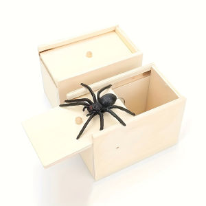 1PC Prank Spider Box Wooden Tricky Scare Box Surprise Practical Joke Toy for party favor