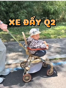 Xe Đẩy Cao Cấp Cho Bé V-BABY Q2 Màu Cafe - Đảo Chiều Ngả Lưng Kích Thước Gấp Nhỏ Gọn