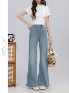 YOUXIANG | Quần Jeans Đùi Dài Cao Cổ Co Giãn Cho Người Thấp