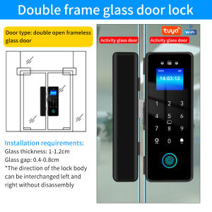 WIFI 3D Facial Recognition Intelligent Glass Lock Biometric Electronic Fingerprint Unlocking Glass Door Lock Work with Tuya App