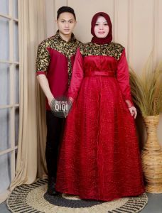 couple gamis burkat mutiara baju pasangan kondangan syari