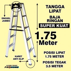 Tangga Lipat 1.75 Meter Berkualitas Super Kuat Baja Ringan Kokoh