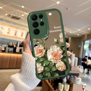 Samsung S25 Phone Case Mirror Floral Design Soft Silicone Protective Cover Womens Makeup Mirror Anti-Fall Compatible with S24 S23 S22 S21 S20 Ultra FE