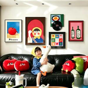 HAIMASHENGKANG | Vintage Style Decorative Wall Art Fun Cartoon for Sofa Background and Kids Room