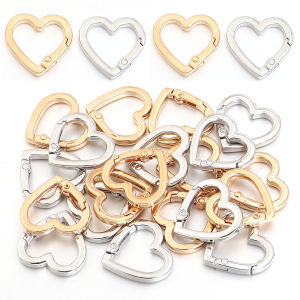 10pcs/lot Alloy Love Heart Spring Snap Clasps Hook Openable Carabiner Clip For DIY Keychain Bag Strap Connectors Dog Chain