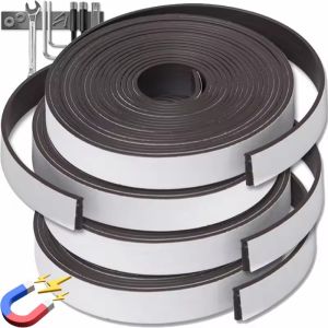 3Rolls Self Adhesive Magnetic Tape Strong Rubber Magnet Cuttable Tape Fridge Wall Magnetic Strip DIY Whiteboard Photo Poster Fixed Tape