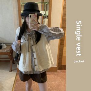YUEZHONGWEI | Aesthetic Campus Style Knit Vest and Shirt Set