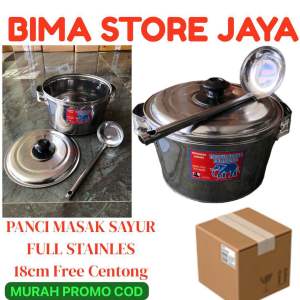 Panci Sayur Tutup Kaca 16 cm Free Centong