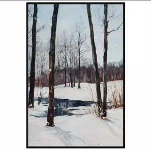 Tranh phong cảnh mùa đông màu nước. Tranh treo tường dán tường canvas trang trí. CGI-1799