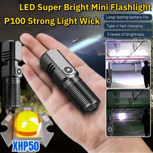 LED Super Bright Mini Flashlight Rechargeable Waterproof Torchlight Portable Outdoor Emergency Camping Lantern Lamp