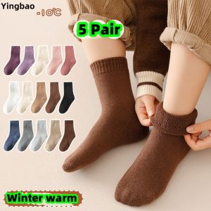 Yingbao 5 pair Winter Socks for kids Baby Toddler Ankle Crew Wool Warm Thick Cotton Girl Boy Socks High Quality