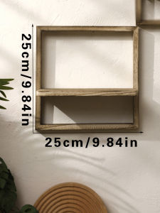 25cm Wooden Floating Wall Shelf Display Shelves Square Charcoal Color Storage Rack Wall Hanging Bedroom Rustic Home Decoration