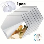 8cmx8cm Hexagon Mirror Sticker Non-glass Diy Wall Decor/Cermin Hiasan Dinding