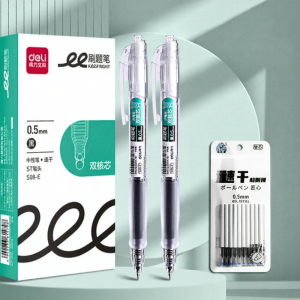 deli | Fast-Drying Click Pen 0.5mm Black