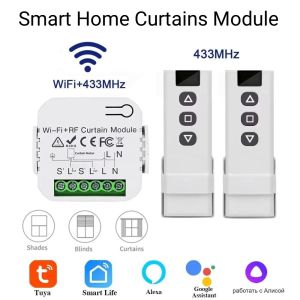 Tuya WiFi Smart Curtain Switch Breaker Roller Shades Blinds Door Controllers 433 Remote Control Smart Life For Google Home Alexa