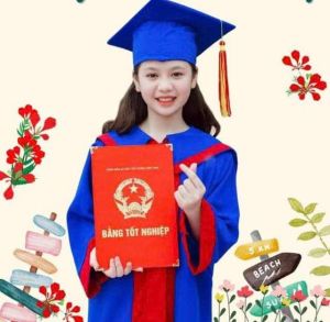 (Tiểu Học)Áo+ Mũ Cử Nhân  Xanh Bích