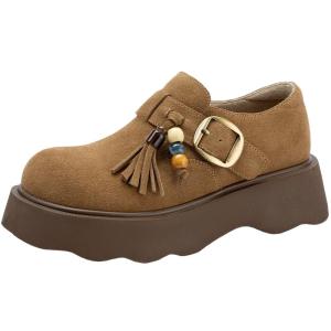 Josiny | Thick-Soled Fleece Winter British Style Slip-On Loafers
