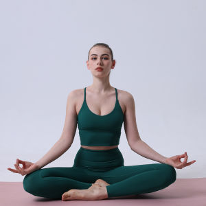 Solid Color yoga Sets Womens Tracksuit Crisscross Back Sports Bra High Waist Leggings Pilates Fitness Jogging Casual Suit🧘🏻♀