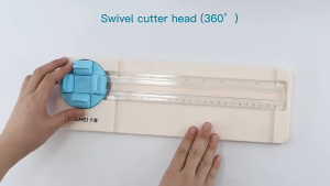 4in1 Multifunctional Paper Trimmer/Rotatin Cutting blades with extended ruler/Folded Dotted Line Wavy Cutter/DIY Crafts Tool Student