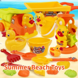 Children Beach Toys Cute Yellow Duck SandPile Beach Toy Set for Kids Seaside Toys