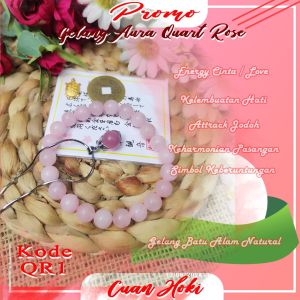 Cuan Hoki Gelang Aura Positif Batu Alam natural Quart Rose Kombinasi Batu Mantra Tibet Merah Energy Love Power Attrack Jodoh keharmonian Hoki Rezeki Bisa Cod