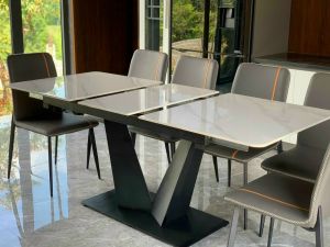 Bàn ăn mở rộng thông minh hiện đại cho chung cư nhà phố giá rẻ freeship có sẵn mặt đá hàng nhập khẩu. T90 Chân V TC50