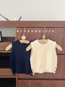 Korean Style Ins Wind Mini Knit Vest Circular Neck