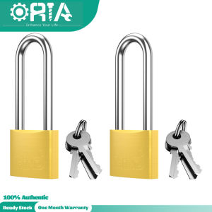 ORIA Keyed Padlock Waterproof Solid Brass Lock Sturdy Long Shackle Rustproof Locks for Door Gate Warehouse Storage Unit School Gym Locker Fence Toolbox Hasp Storage