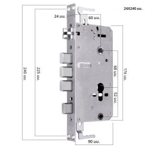 EGFirtor โลหะสแตนเลสสตีลอิเล็กทรอนิกส์ล็อคลายนิ้วมือล็อค 240X24 มม.สแควร์ Bolt และทรงกระบอก Bolt