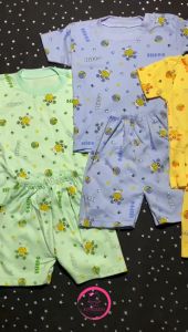 Setelan Pendek Bayi 6-12 Bulan Serie Hippo 3 Varian Warna Bahan TC (Teteron Cotton)