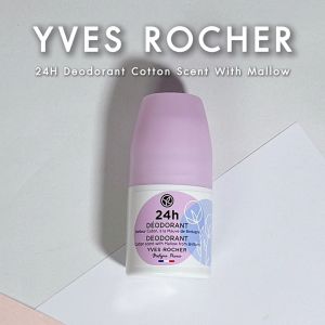 อีฟ โรเช Yves Rocher 24H ผลไรผ้า Cotton Scent Deodorant 50 มล. โรลออน ระงับกลิ่นกาย 24 ชั่วโมง หอมละมูนด้วยคอตตอนและแมลโลว์ แห้งไว ไม่ทิ้งคราบขาว