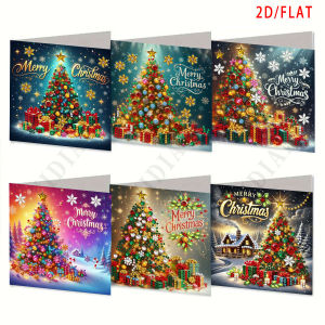 6-Piece Diamond Painting Christmas Tree Card Set - The perfect holiday gift for sending warm wishes to family and friends