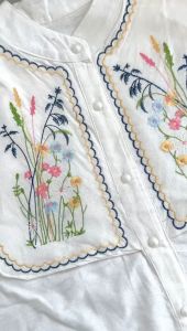 NANDO ATASAN KEMEJA WANITA BAHAN KATUN LINEN BORDIR BUNGA LENGAN PANJANG