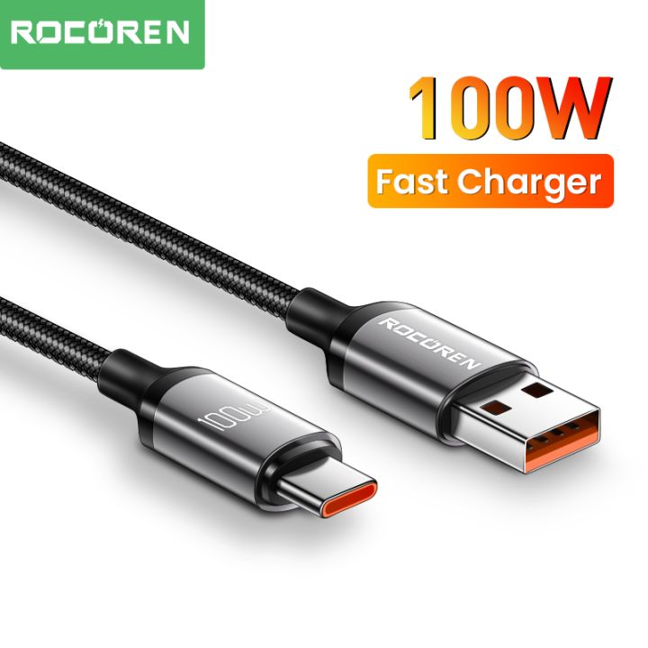 Rocoren Usb Type C Cable 100w Fast Charging Charger Cable For Xiaomi Poco F4 F3 Realme Oppo Vivo 8698