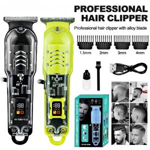 Professional Hair Clippers with Transparent Shell Rechargeable Haircut Razor Trimmer for Men Cordless Electric Razor Shaver Original Haircutting Machine Set
