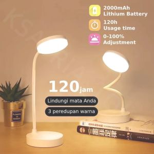 HOHODALINK Lampu belajar tricolour sentuh 2000mAh 3 warna tempat pulpen Baca Meja Kerja Duduk Lampu Tidur Wireless Lampu