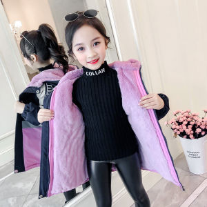 Girls Autumn and Winter Clothes Fleece Padded Coat 2024 New Arrival Kids Western Style Girl Shell Jacket Teenager Clothing Thickened Parka