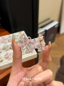 Sweet Fashionable Pink Diamond Encrusted Dog Clip High End Hair Accessories Stylish Hairpins Elegant Hairgrips Trendy Hair Decorations