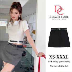 DC-New black and gray skirt fashion four seasons womens A-line skirt hip high waist skirt anti-exposure short skirt