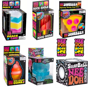 Schylling Nee Doh Nice Cube & Nice-Sicle Squishy Toy Sensory Stress Relief Squeeze Cube Anti-Anxiety Fidget Toy for Focus ADHD