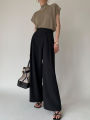 PAPERLLL Women's Half-High Neck Knit T-Shirt Sleeveless Black Ice Silk Inner Wear for Commuting Summer Casual Work Clothing. 