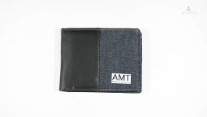 AMT Bibury Wallet - Dompet Pria Bahan Kanvas kombinasi Kulit PU Premium JP44