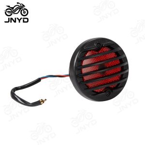 JNYD Motorcycle 12V Side Mount Taillight Red Round Brake Tail Light For Harley Chopper Bobber Custom