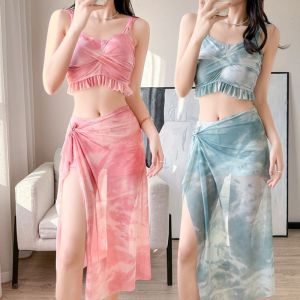 Che bụng thiết kế đồ bơi họa tiết kẻ Bikini nữ ba mảnh phù hợp với kỳ nghỉ bên bờ biển bảo thủ che bụng thon gọn nhìn Bikini suối nước nóng