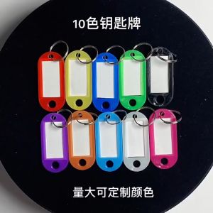 50Pcs/Set Gantungan Kunci Key Ring Label Tag Bisa Tulis Nama Plastik Warna Warni
