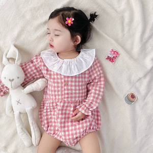 Newborn Baby Girl Romper Spring Autumn Plaid Long Sleeve Onesie Korean Style Cotton Clothes Infant Crawling Suit H Harborside